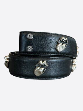 Chrome Hearts Black & Silver Rolling Stones Tongue Belt Strap